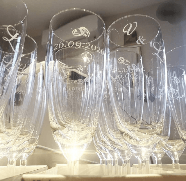 Flûte champagne gravée