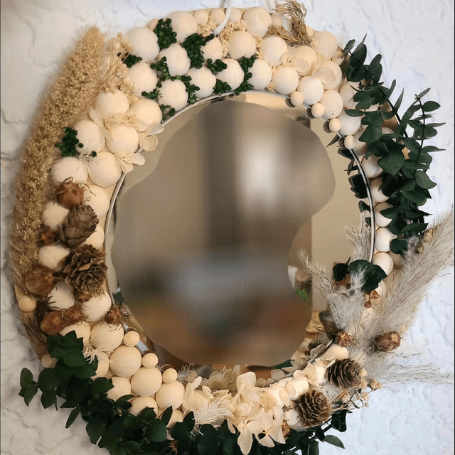 Miroir bois & fleurs