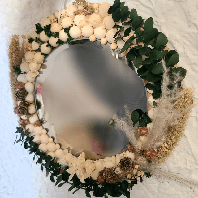 Miroir bois & fleurs