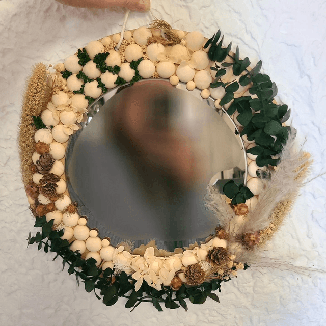 Miroir bois &amp; fleurs